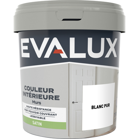 Peinture mur intérieur Satin 0,75 L Blanc pur - Evalux - Brico Dépôt
