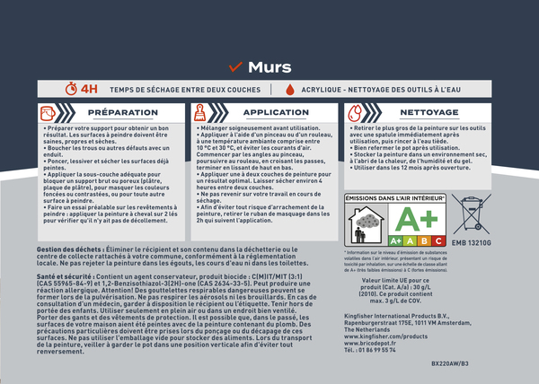 Peinture mur intérieur Satin 0,75 L Beige ambré - Evalux - Brico Dépôt