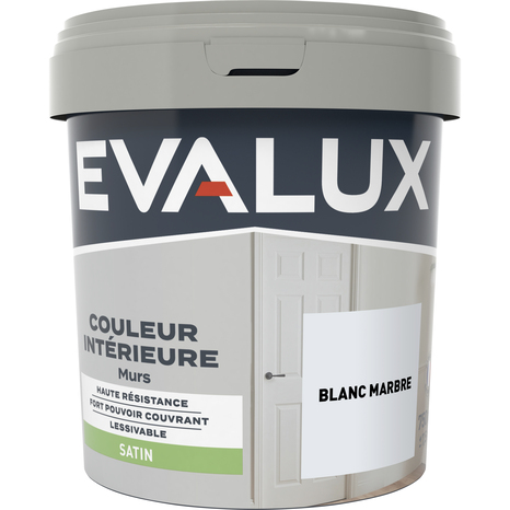 Peinture mur intérieur Satin 0,75 L Blanc marbre - Evalux - Brico Dépôt