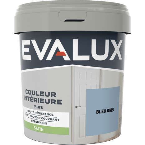 Peinture mur intérieur Satin 0,75 L Bleu Gris - Evalux - Brico Dépôt