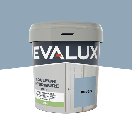 Peinture mur intérieur Satin 0,75 L Bleu Gris - Evalux - Brico Dépôt