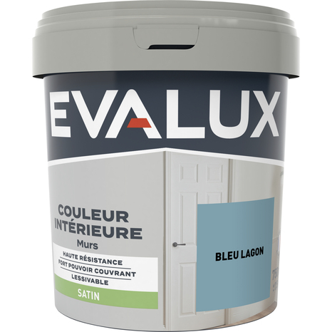 Peinture mur intérieur Satin 0,75 L Bleu lagon - Evalux - Brico Dépôt