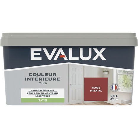 Peinture mur intérieur Satin 2,5 L Rouge oriental - Evalux - Brico Dépôt