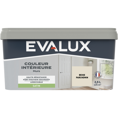 Peinture mur intérieur Satin 2,5 L Beige parchemin - Evalux - Brico Dépôt