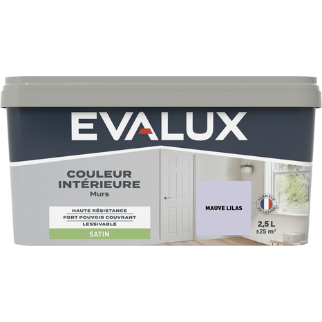 Peinture mur intérieur Satin 2,5 L Violet lilas - Evalux - Brico Dépôt
