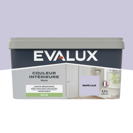 Peinture mur intérieur Satin 2,5 L Violet lilas - Evalux - Brico Dépôt