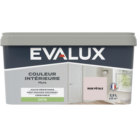 Peinture mur intérieur Satin 2,5 L Rose pétale - Evalux - Brico Dépôt
