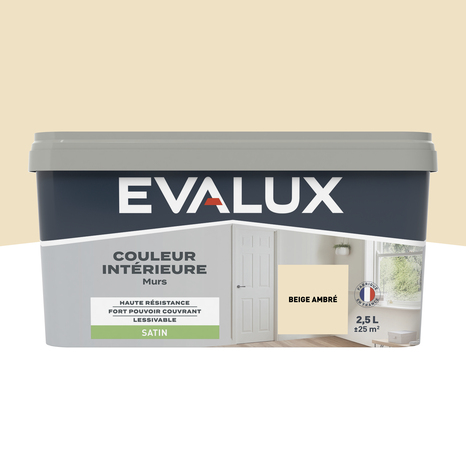Peinture mur intérieur Satin 2,5 L Beige ambré - Evalux - Brico Dépôt