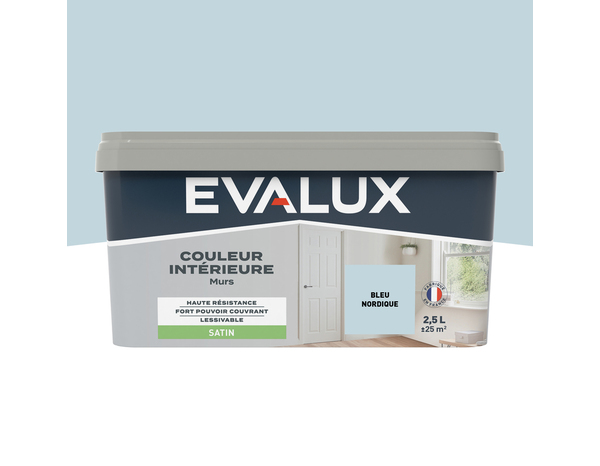 Peinture mur intérieur Satin 2,5 L Bleu nordique - Evalux - Brico Dépôt