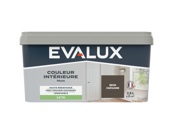 Peinture mur intérieur Satin 2,5 L Marron châtaigne - Evalux - Brico Dépôt