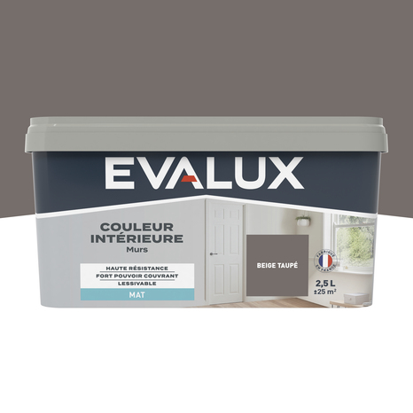 Peinture mur intérieur Satin 2,5 L Beige taupé - Evalux - Brico Dépôt