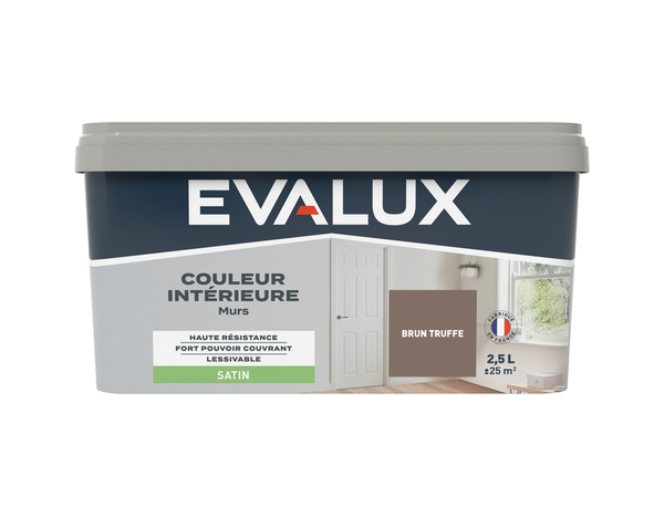 Peinture mur intérieur Satin 2,5 L Marron truffe - Evalux - Brico Dépôt