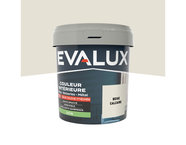 Peinture mur intérieur 2 en 1 Satin 0,75 L Beige calcaire - Evalux - Brico Dépôt