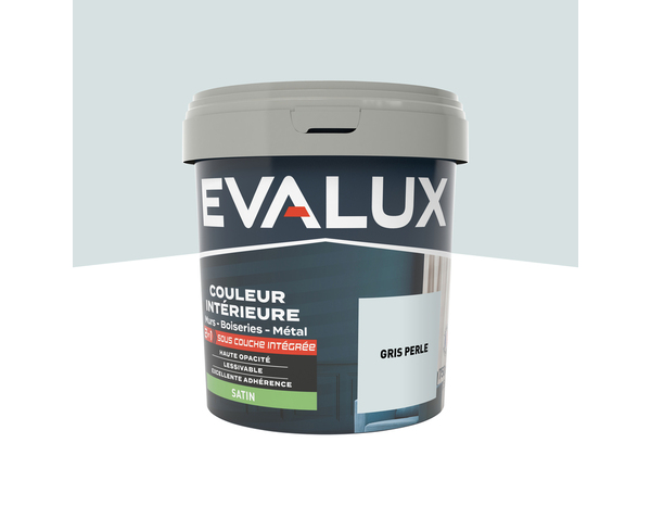 Peinture mur intérieur 2 en 1 Satin 0,75 L Gris perle - Evalux - Brico Dépôt