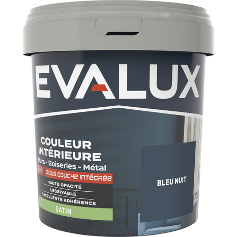 Peinture mur intérieur 2 en 1 Satin 0,75 L Bleu nuit - Evalux - Brico Dépôt