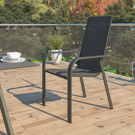 Fauteuil aluminium empilable - Marque BLOOMA - Brico Dépôt