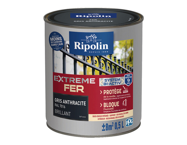 Peinture métal extérieur brillant 0,5 L anthracite - Ripolin - Brico Dépôt