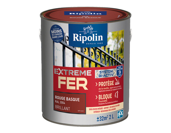 Peinture métal extérieur brillant 2 L rouge basque - Ripolin - Brico Dépôt