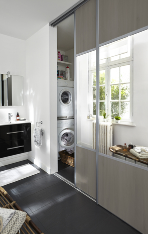 Porte de placard coulissante miroir décor chêne grisé "Valla" H. 247,5 x L. 92,2 cm - Cooke and Lewis - Cooke and Lewis - Brico Dépôt