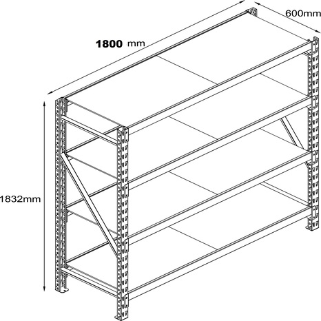 Étagère bois métal 4 tablettes noir 183,2x180x60 cm charge 2000 kg - Cooke and Lewis - Brico Dépôt