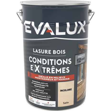 Lasure bois extérieur incolore 5 L - satin - Evalux - Brico Dépôt