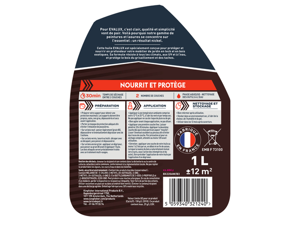 Huile teck bois exotiques incolore 1 L - Evalux - Brico Dépôt