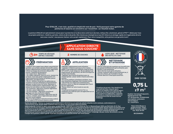 Peinture extérieur satin multi supports  0,75 L eucalyptus - Evalux - Brico Dépôt