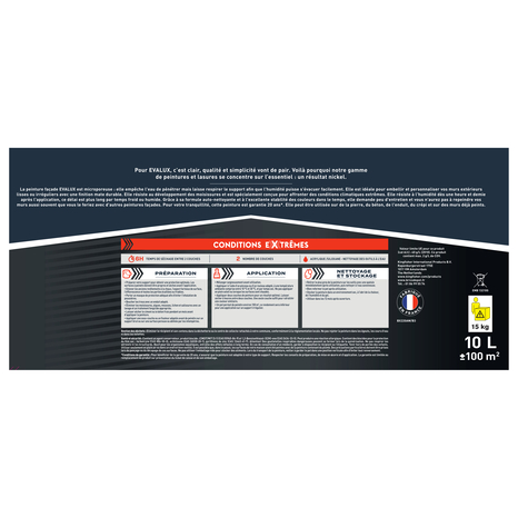 Peinture façade extrême 10 L blanc cassé mat - Evalux - Brico Dépôt