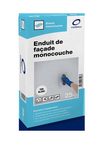 Enduit de façade monocouche ton blanc - 25 kg - Brico Dépôt