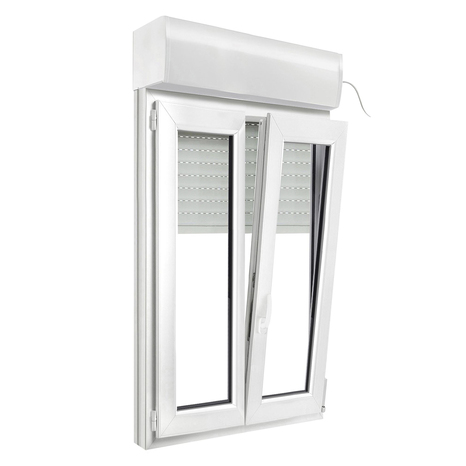 Fenêtre PVC blanc oscillo-battante 2 vantaux + volet roulant h.135 x l.90 cm - GoodHome - Brico Dépôt