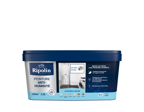 Peinture anti-humidité intérieur satin blanc 2,5 L - Ripolin - Brico Dépôt