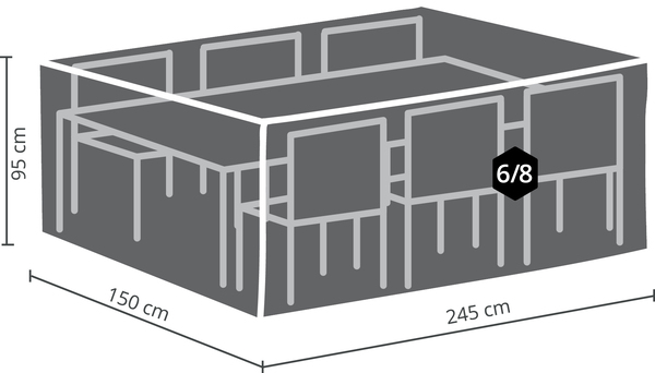 Housse extérieur table jardin taille L 245 X 150 X 95 cm - Brico Dépôt