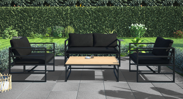 Coffee set de 4 places "Halesio" avec coussins d'assise - Marque BLOOMA - Brico Dépôt