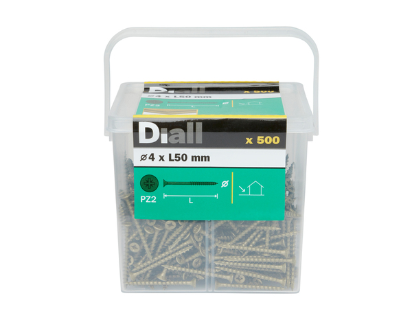 Vis bois ext recouverte 4 x 50 mm 500 pièces - Diall - Brico Dépôt