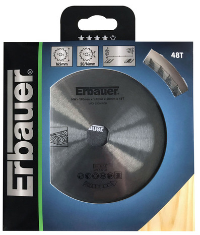 Lame de scie circulaire 165 x 1,8 x 20 mm 48 dents - Erbauer - Brico Dépôt