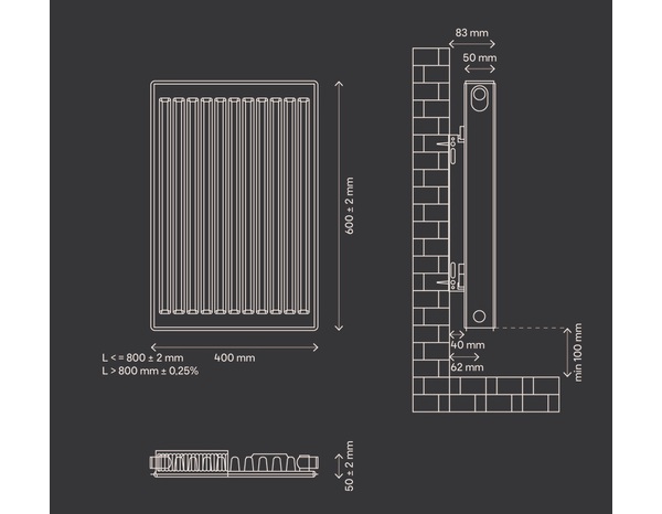 Radiateur en acier Type 11 - H. 60 x l. 40 cm - Brico Dépôt