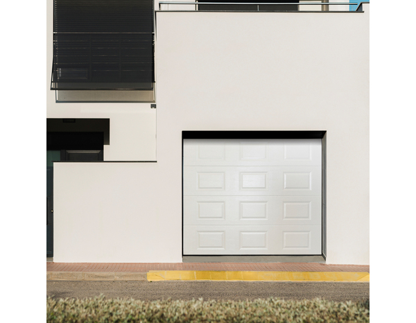Porte de garage sectionnelle motorisée - Blanche - 200 x 240 cm - Brico Dépôt