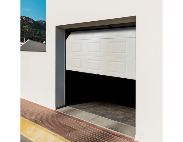 Porte de garage sectionnelle motorisée - Blanche - 200 x 240 cm - Brico Dépôt