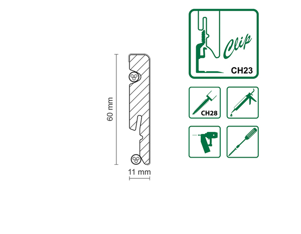 Plinthe PVC décor 390 H. 60 x L. 2200 x Ep. 11 mm - GoodHome - Brico Dépôt