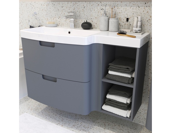 Meuble sous vasque gris "Himalia" L. 105 x H. 60 x P. 45 cm - GoodHome - Brico Dépôt