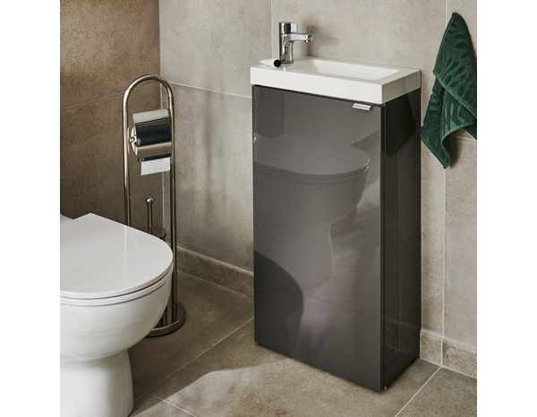 Lave main à poser gris taupé Idalie - L. 44 x H. 79 x P. 23 cm - Cooke and Lewis - Brico Dépôt