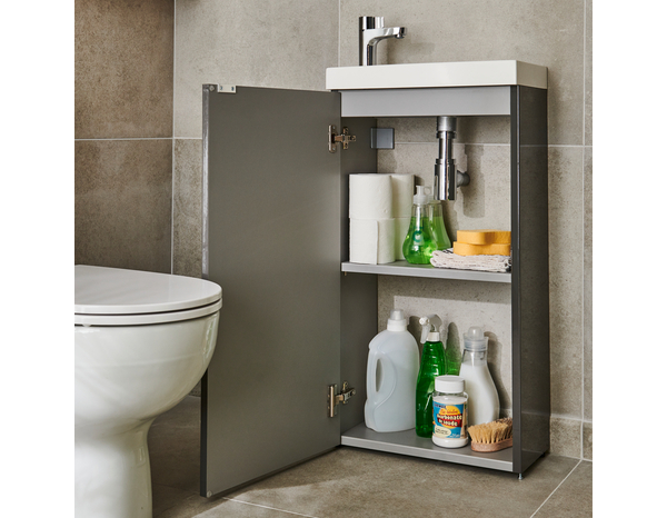 Lave main à poser gris taupé Idalie - L. 44 x H. 79 x P. 23 cm - Cooke and Lewis - Brico Dépôt