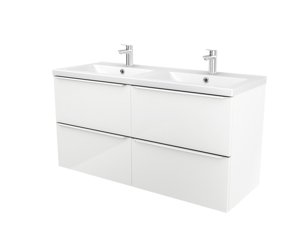 Meuble sous vasque double à suspendre blanc Idalie L. 120 x H. 60 x P. 45 cm - Cooke and Lewis - Brico Dépôt