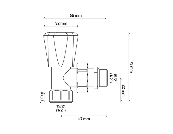 Robinet de radiateur manuel équerre en laiton nickelé - 15x21 - Brico Dépôt