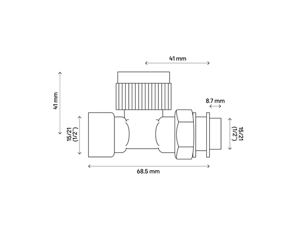 Corps thermostatique droit en laiton nickelé - 15x21 - Brico Dépôt