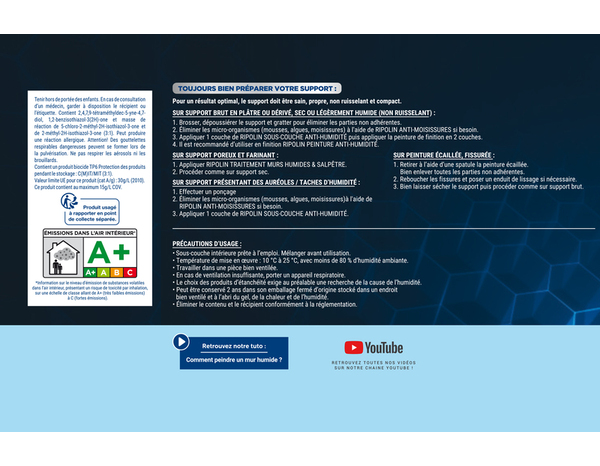 Sous-couche anti-humidité acrylique blanc 2,5 L - Ripolin - Brico Dépôt