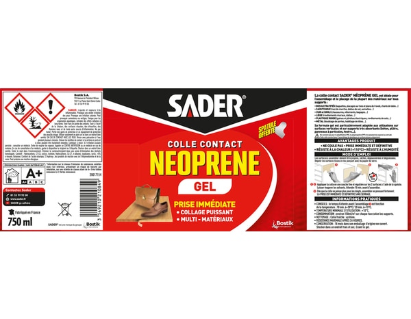Colle néoprène liquide Multi-usages SADER, 750 ml