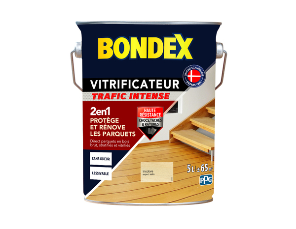 Vitrificateur satin incolore pour parquet - 5 L - Bondex - Brico Dépôt