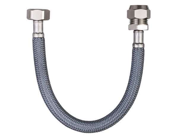 Flexible d'alimentation en eau 30 cm - Filetage entrée Femelle 15x21 / Sortie Bicône diamètre 14 - Brico Dépôt