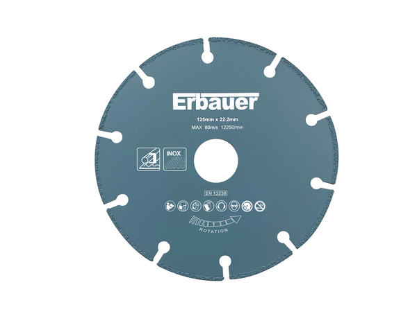 Disque en diamant pour aciers doux, Diam. 125 x 22.23 mm - Erbauer - Brico Dépôt
